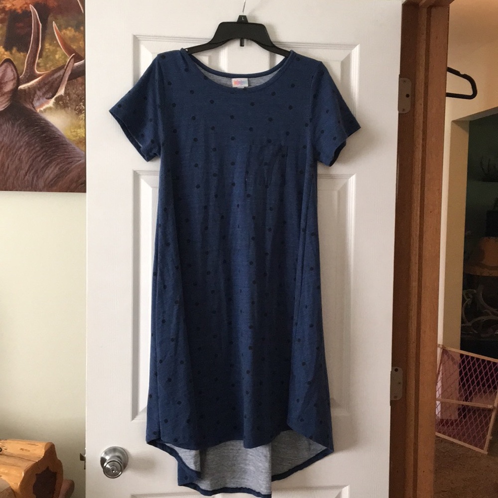 Lularoe Black and Blue Polka Dot Carly